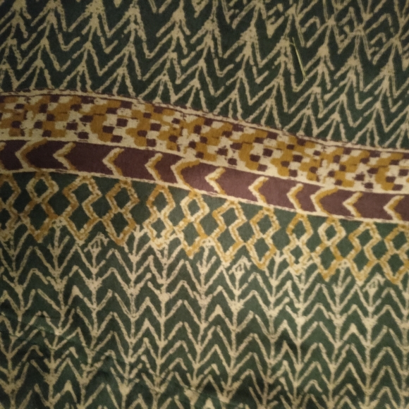 Free People Bohemian Green Geometric Pattern Big Bell Sleeve Cropped Top Medium - Picture 5 of 8